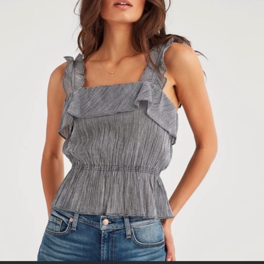 7 for All Mankind • Gingham peplum tank top